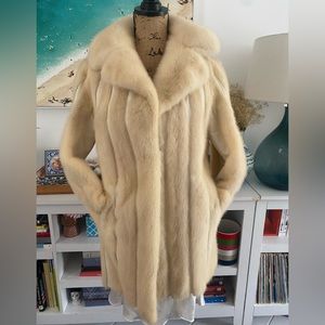 Cream fur & leather vintage coat